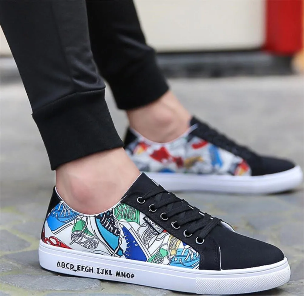 SATUKI Canvas Shoes for Men,Casual Lace Up Soft Athletic Lightweight Flat Sports Fashion Sneakers
