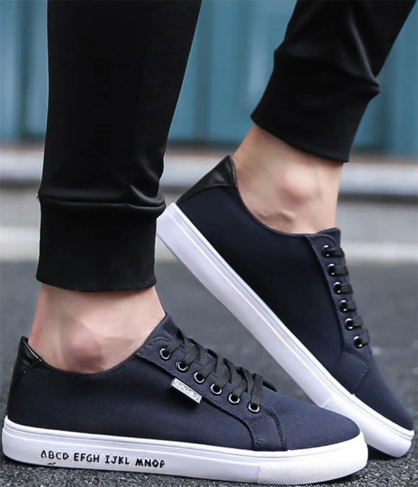 SATUKI Canvas Shoes for Men,Casual Lace Up Soft Athletic Lightweight Flat Sports Fashion Sneakers
