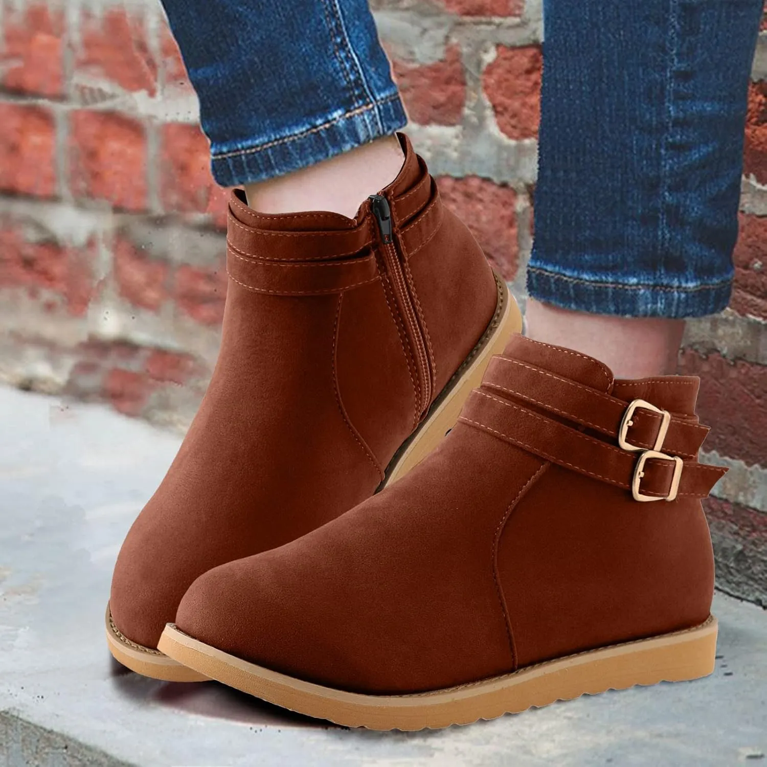 SBGMoSJ Ankle Boots for Women Wide Width Womens Black Lace Up Ankle Boots Low Heel Ankle Boots Wide Width for Women Light Brown Short Cowboy Boots for Women Women's Boots Ankle Blue