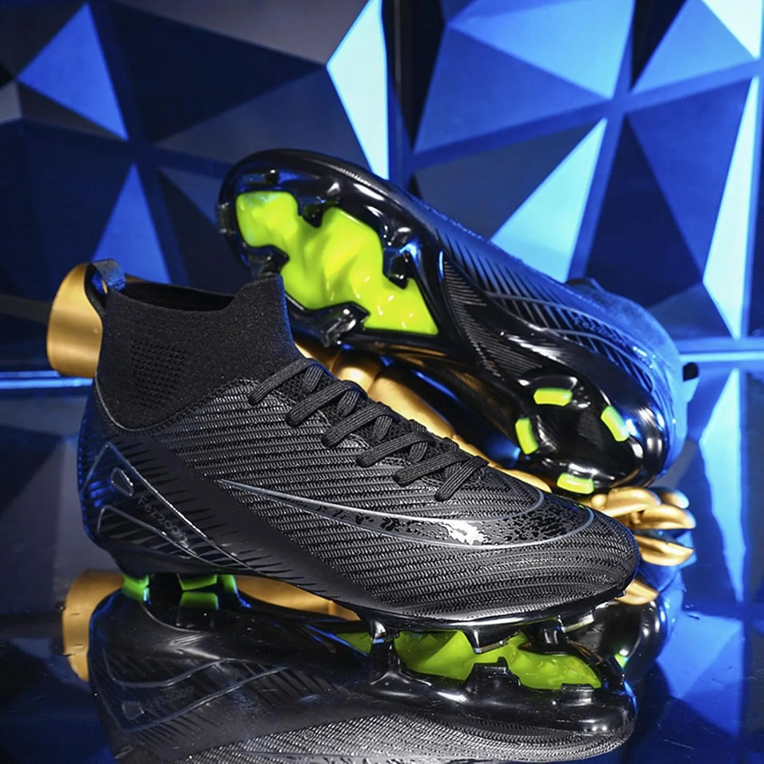 Shock Resistant Soccer Cleats for Big Boys, Football Cleats Breathable High Top, Indoor Outdoor Sport Ground