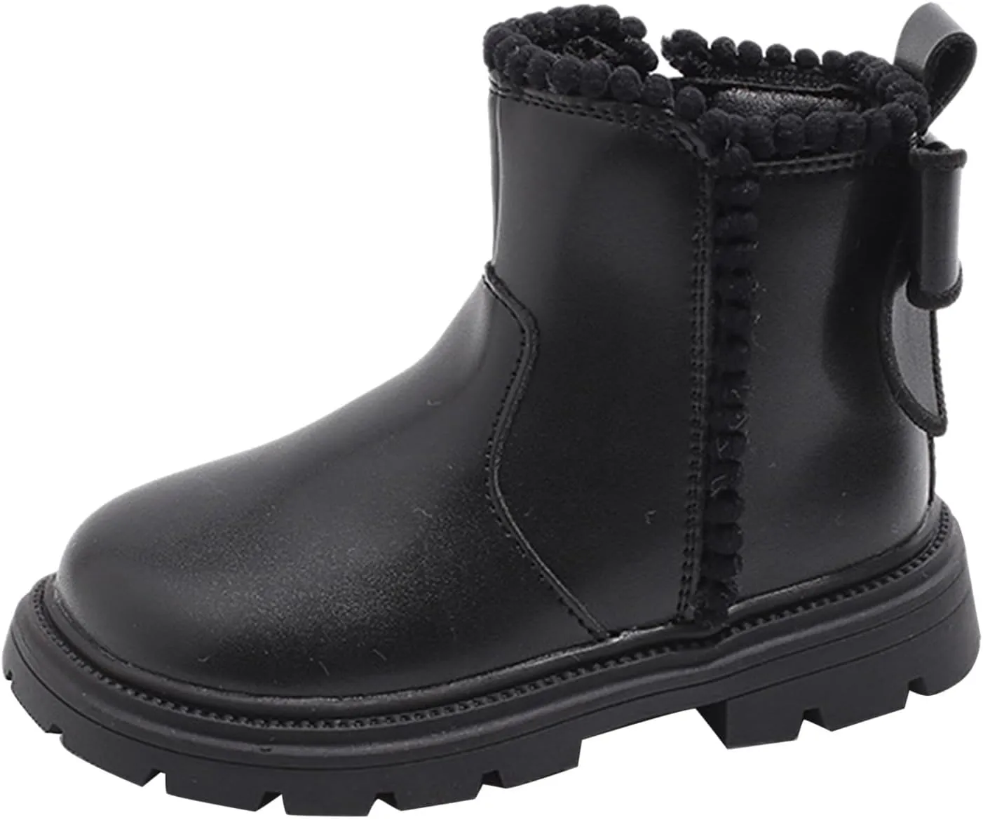 Side Zipper Ankle Boots for Kids Girls Anti Slip Soft Soles Solid Leather Booties Outdoor Hiking Walking Shoes
