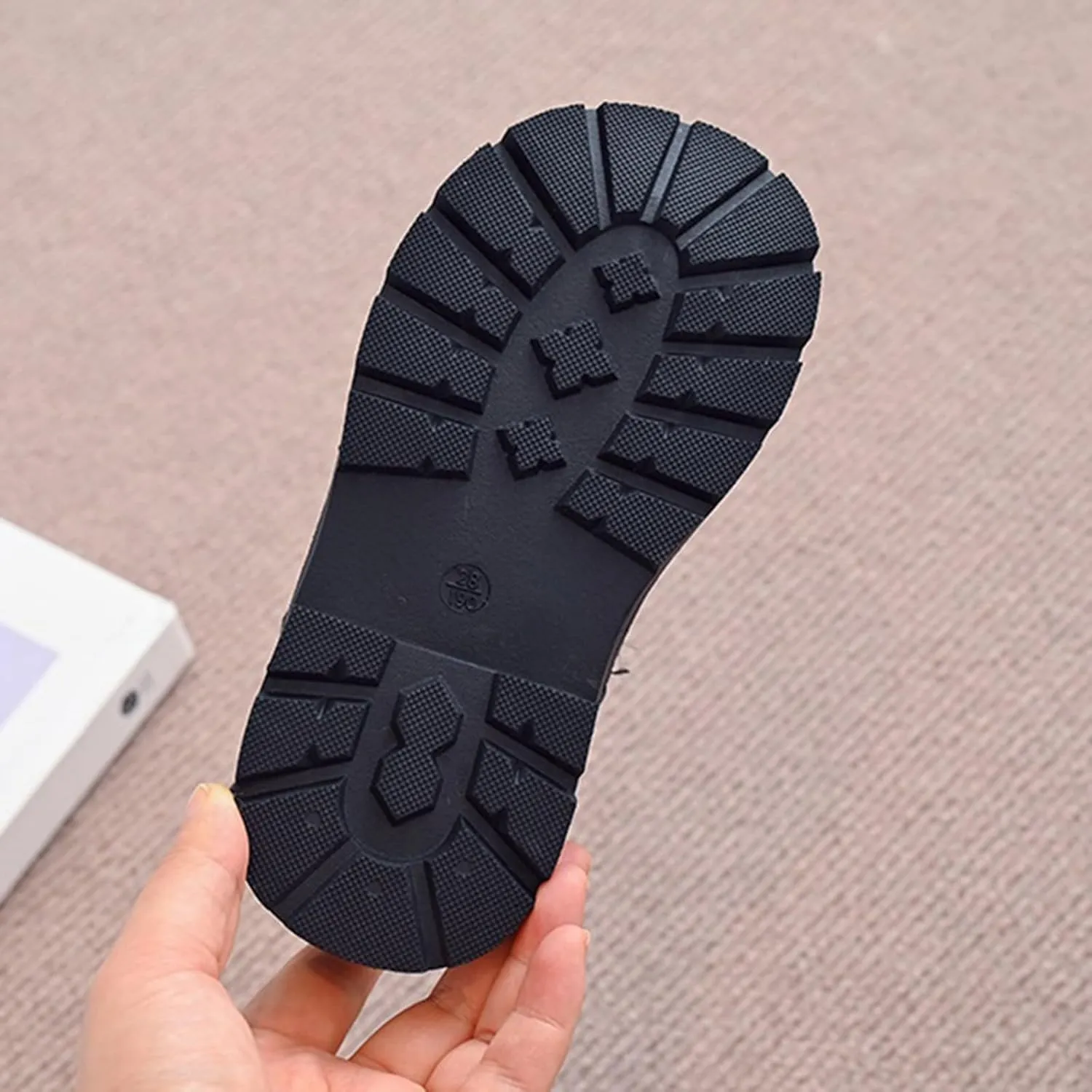 Side Zipper Ankle Boots for Kids Girls Anti Slip Soft Soles Solid Leather Booties Outdoor Hiking Walking Shoes