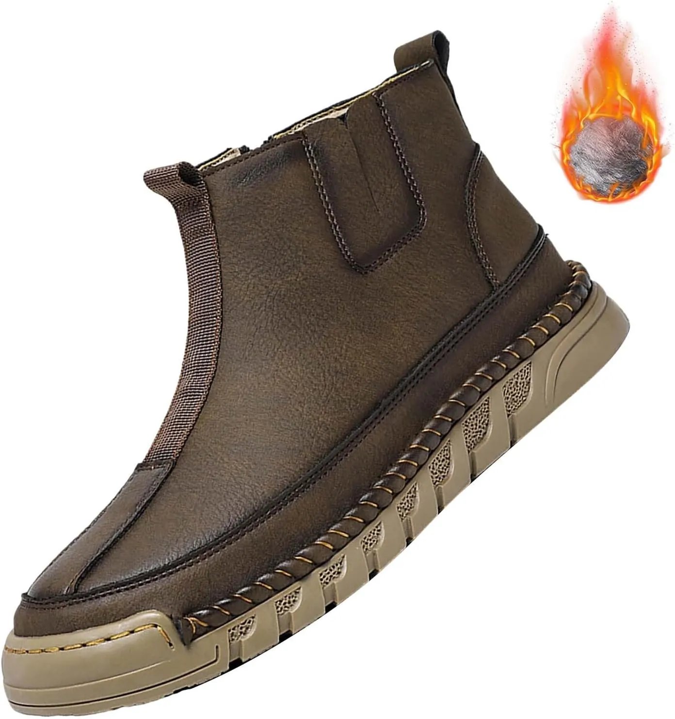 Snow Shoes For Men Leather Slip On Ankle Booties Non-Slip Casual Shoes Hiking Boots Women aterproof