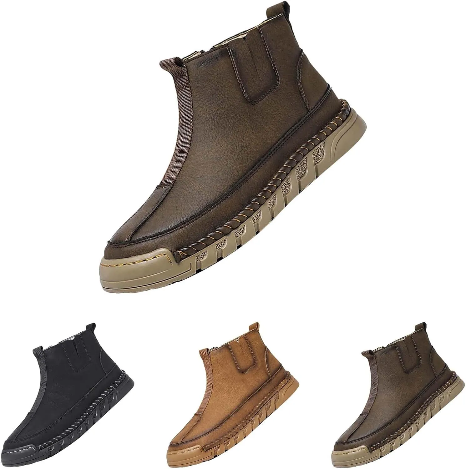 Snow Shoes For Men Leather Slip On Ankle Booties Non-Slip Casual Shoes Hiking Boots Women aterproof