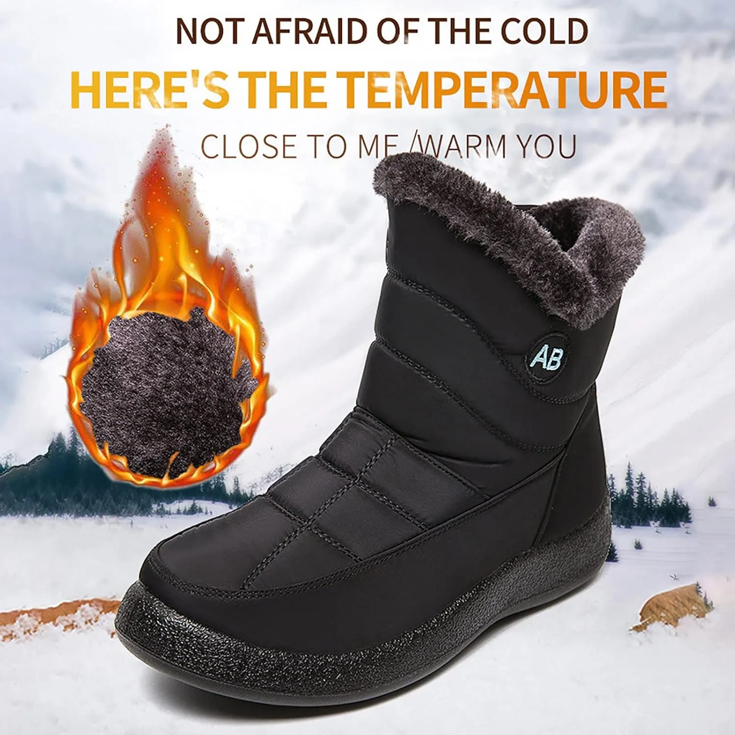 Snowboarding Boots Womens Black Womens Waterproof Snow Boots Tall Waterproof Snow Boots Women Pull on Women's Winter Booties and Ankle Boots Womens Winter Ankle Boots