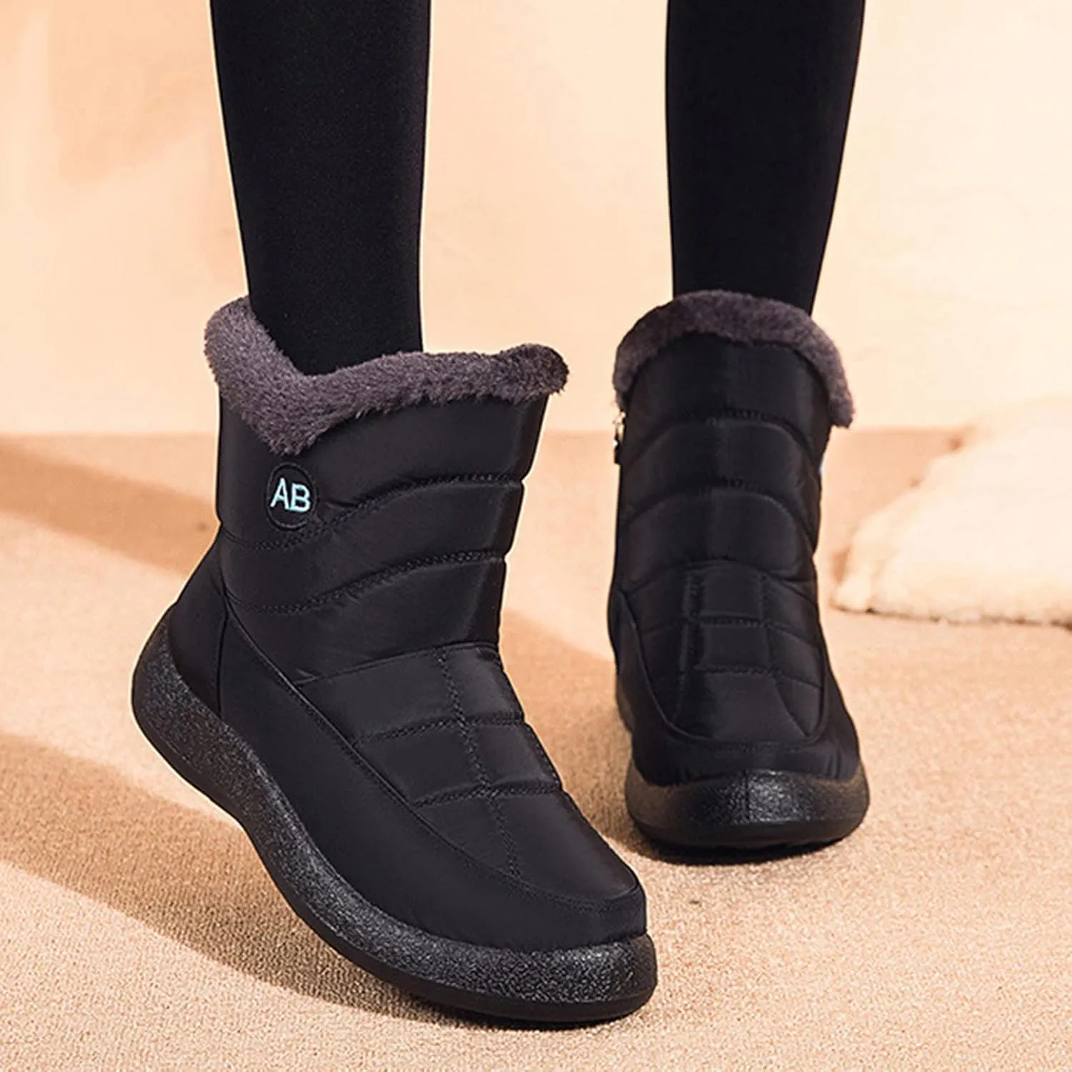 Snowboarding Boots Womens Black Womens Waterproof Snow Boots Tall Waterproof Snow Boots Women Pull on Women's Winter Booties and Ankle Boots Womens Winter Ankle Boots