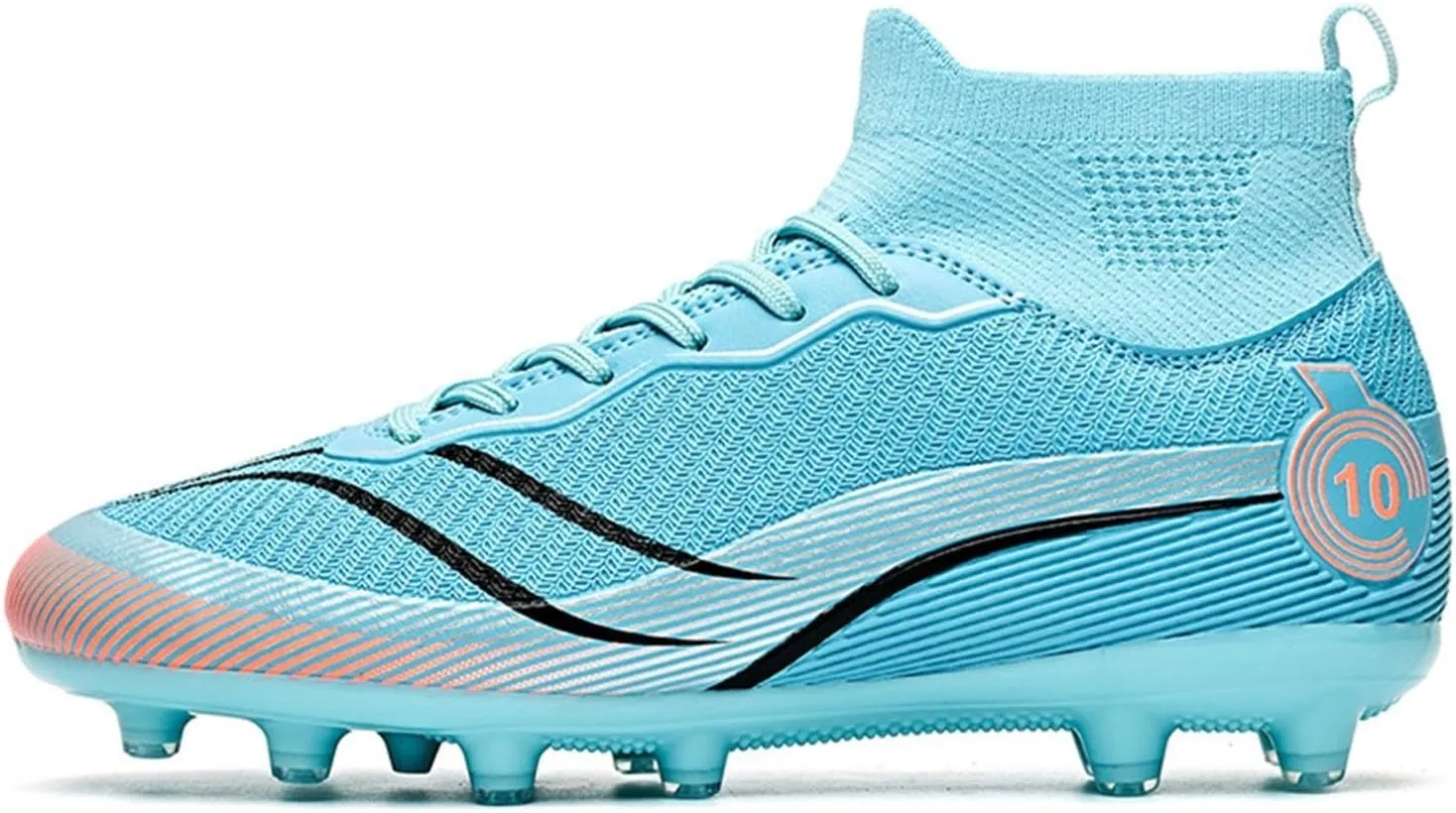 Soccer Cleats Wide Fit Competition Professional, Football Cleats Lightweight Breathable High Top for Big Boys Youth Turf Ground Athletic Training