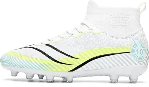 Soccer Cleats Wide Fit Competition Professional, Football Cleats Lightweight Breathable High Top for Big Boys Youth Turf Ground Athletic Training