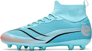 Soccer Cleats Wide Fit Competition Professional, Football Cleats Lightweight Breathable High Top for Big Boys Youth Turf Ground Athletic Training