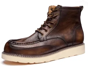 Specell Hand Crafting Work Men's Soft Toe Work Boot Waterproof Casual Leather Boot Comfort Casual Moc Toe Boots For Mens