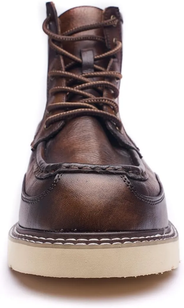 Specell Hand Crafting Work Men's Soft Toe Work Boot Waterproof Casual Leather Boot Comfort Casual Moc Toe Boots For Mens