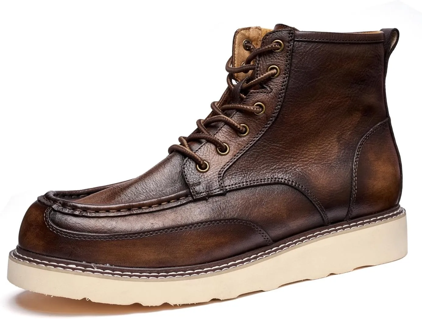 Specell Hand Crafting Work Men's Soft Toe Work Boot Waterproof Casual Leather Boot Comfort Casual Moc Toe Boots For Mens