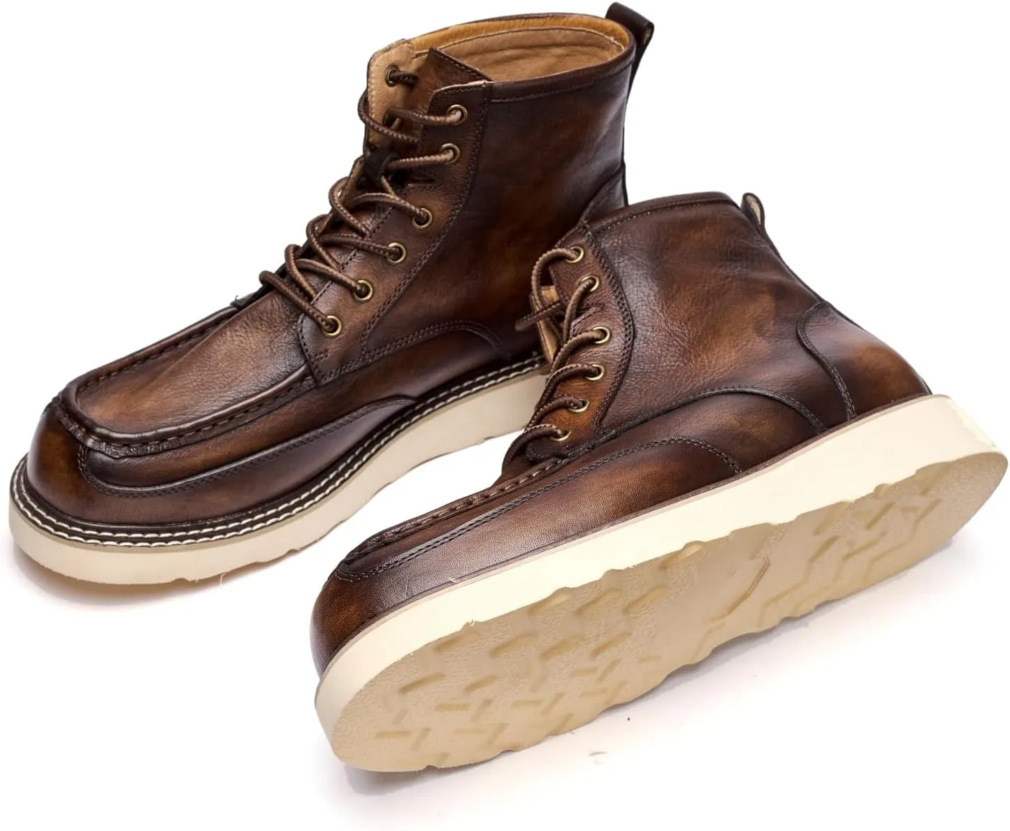 Specell Hand Crafting Work Men's Soft Toe Work Boot Waterproof Casual Leather Boot Comfort Casual Moc Toe Boots For Mens