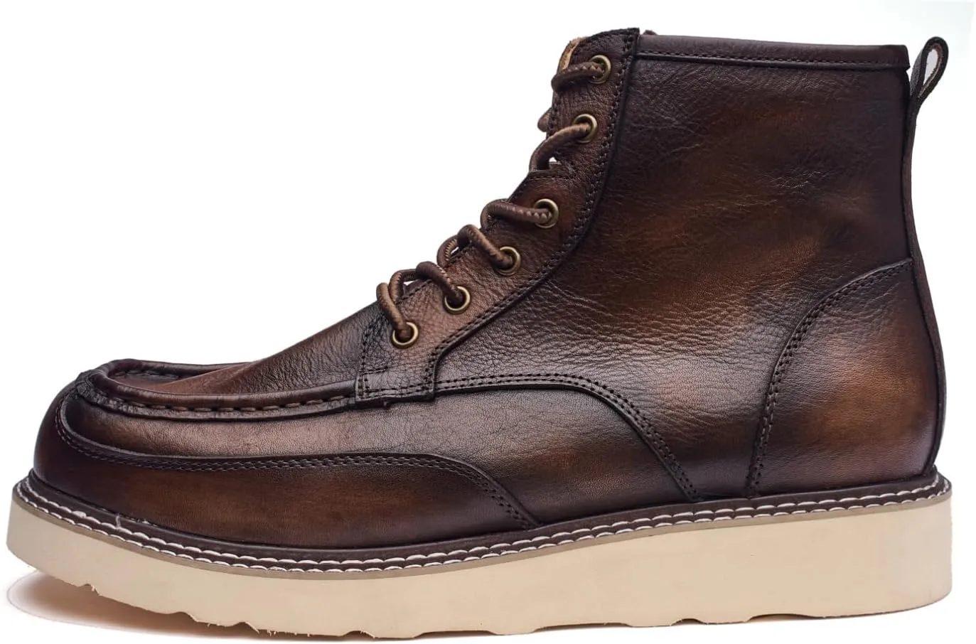 Specell Hand Crafting Work Men's Soft Toe Work Boot Waterproof Casual Leather Boot Comfort Casual Moc Toe Boots For Mens