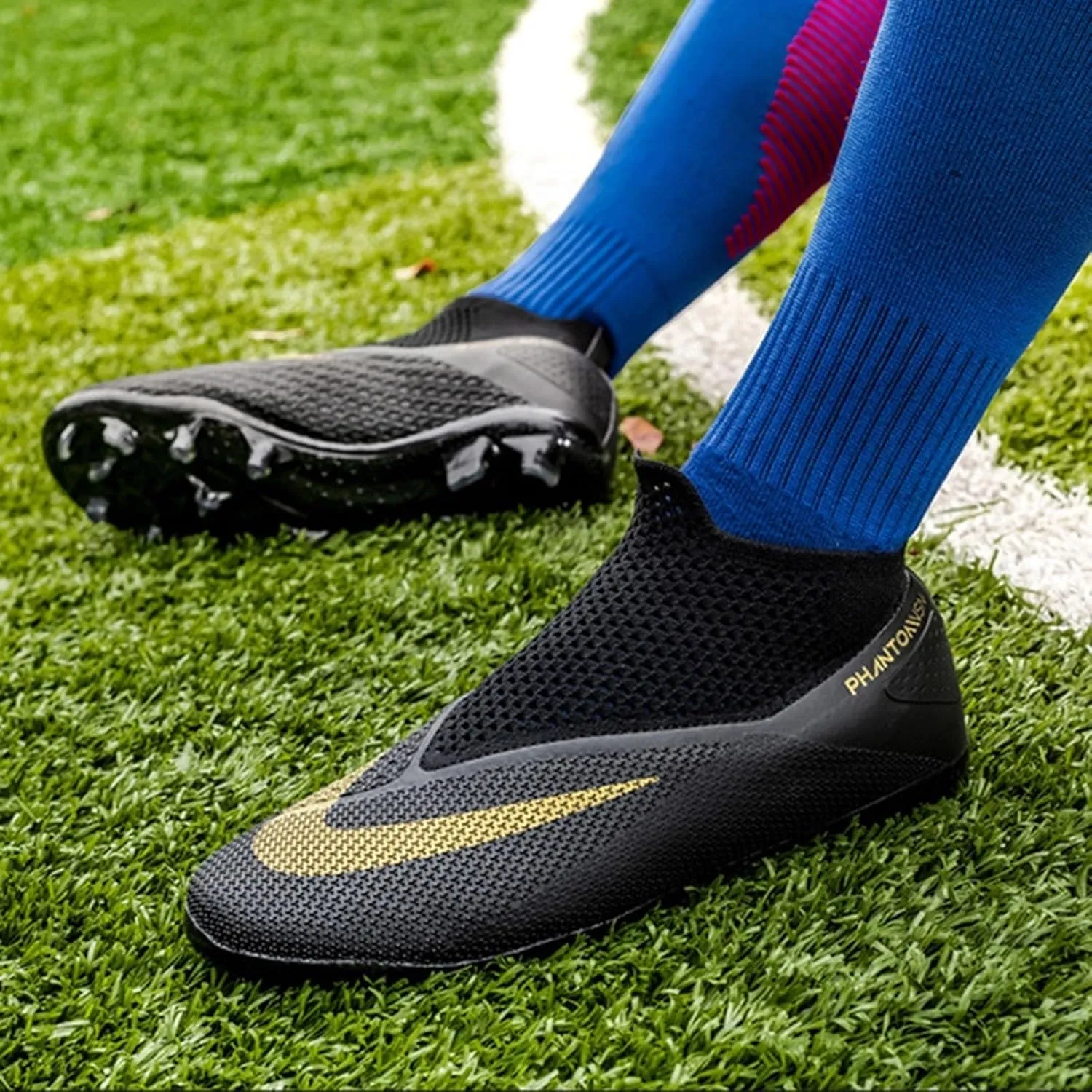 Sport Football Cleats High Top, Soccer Cleats Outdoor Training, Breathable Lace Up for Big Boys