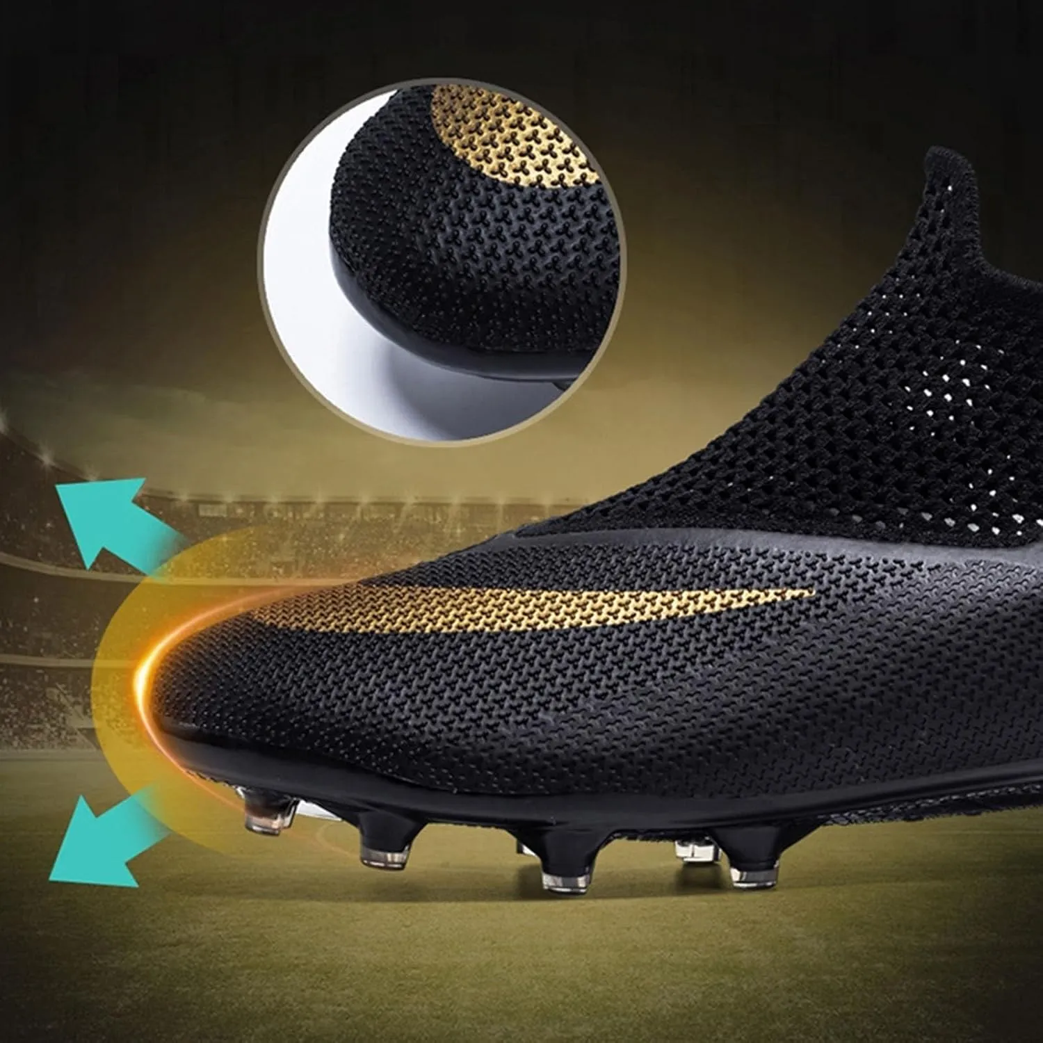 Sport Football Cleats High Top, Soccer Cleats Outdoor Training, Breathable Lace Up for Big Boys