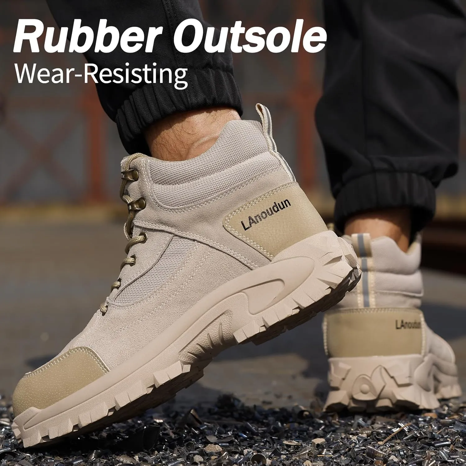 Steel Toe Shoes for Men Non-Slip Work Shoes for Men Lightweight Work Boots Comfortable Work Shoes Indestructible Safety Shoes Industrial Construction Steel Toe Sneakers for Men