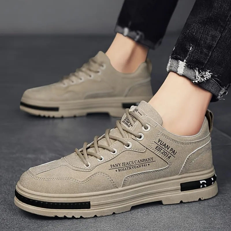 Stylish Men's Solid Skate Shoes - Skateboarding Essentials for Durable Non-Slip Performance, Outdoor Climbing, Hiking, and Holiday Adventures, Suitable for All Seasons