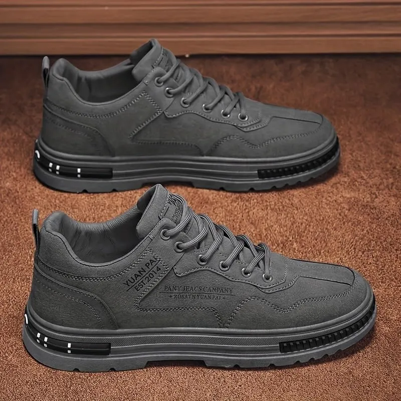 Stylish Men's Solid Skate Shoes - Skateboarding Essentials for Durable Non-Slip Performance, Outdoor Climbing, Hiking, and Holiday Adventures, Suitable for All Seasons