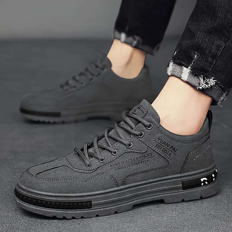 Stylish Men's Solid Skate Shoes - Skateboarding Essentials for Durable Non-Slip Performance, Outdoor Climbing, Hiking, and Holiday Adventures, Suitable for All Seasons