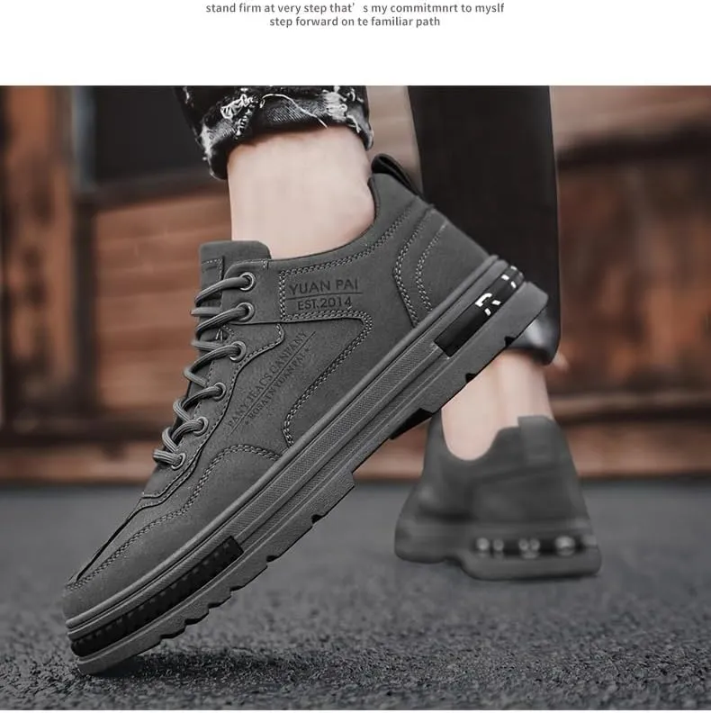 Stylish Men's Solid Skate Shoes - Skateboarding Essentials for Durable Non-Slip Performance, Outdoor Climbing, Hiking, and Holiday Adventures, Suitable for All Seasons