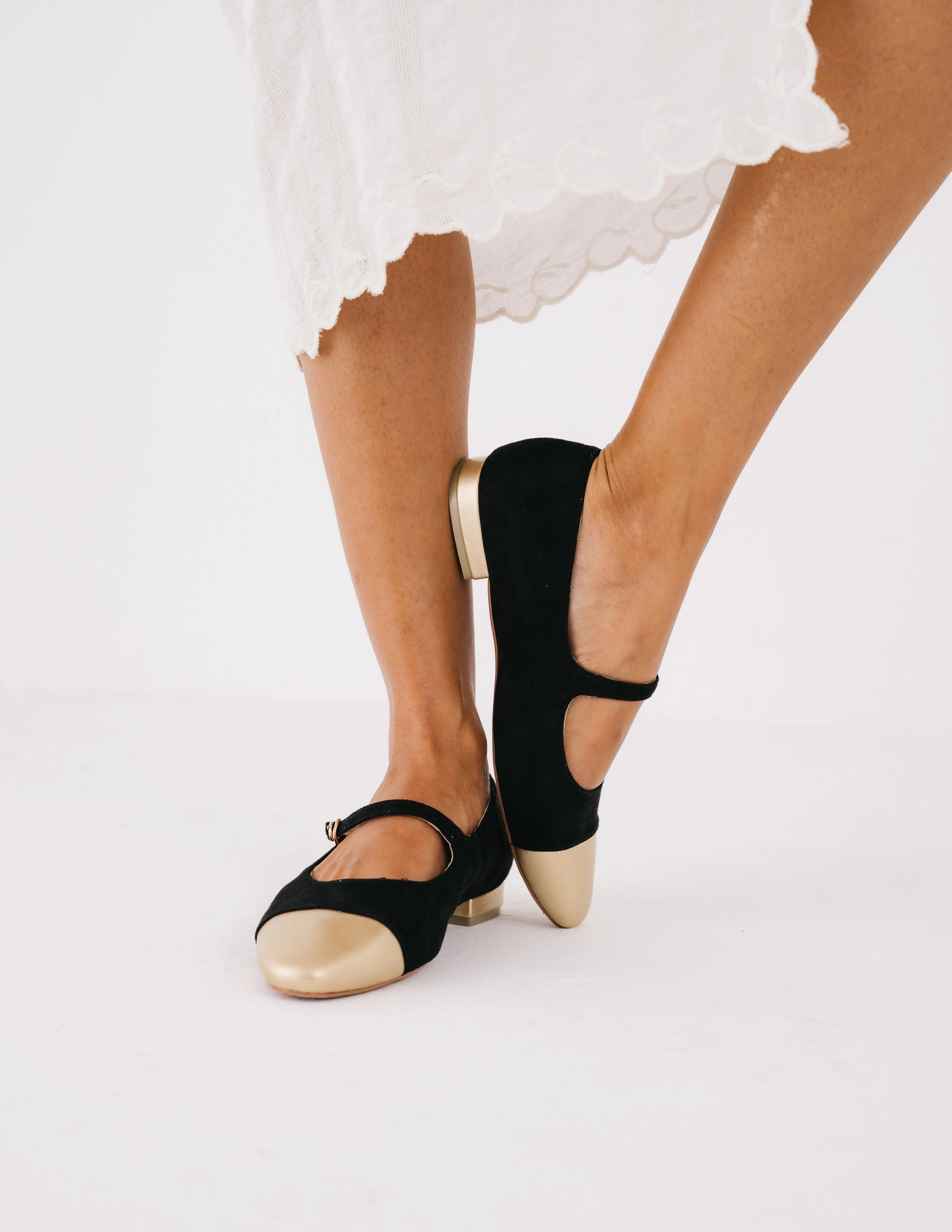 Sunny Mary Jane Flat Loafers (Black Suede)