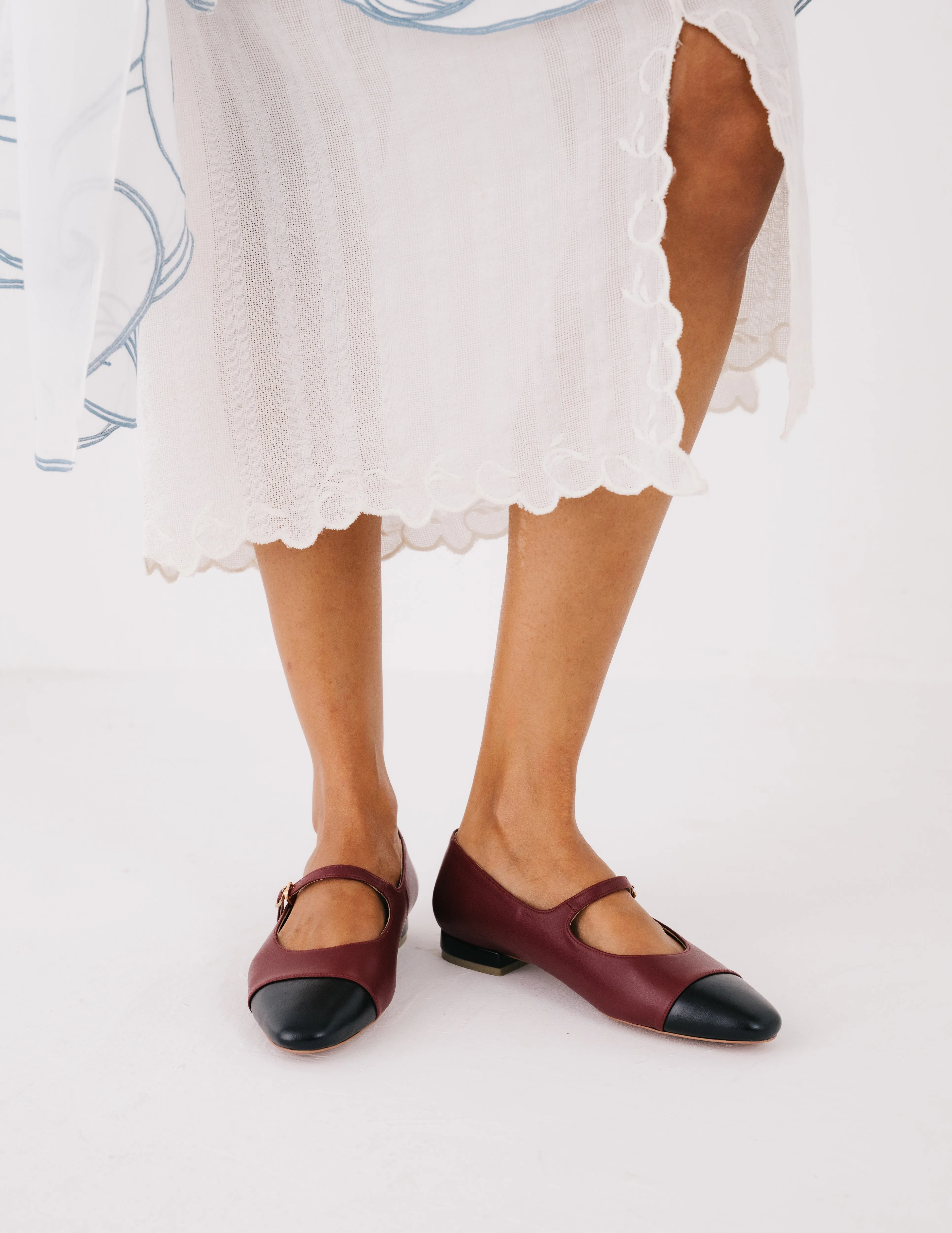 Sunny Mary Jane Flat Loafers (Maroon)