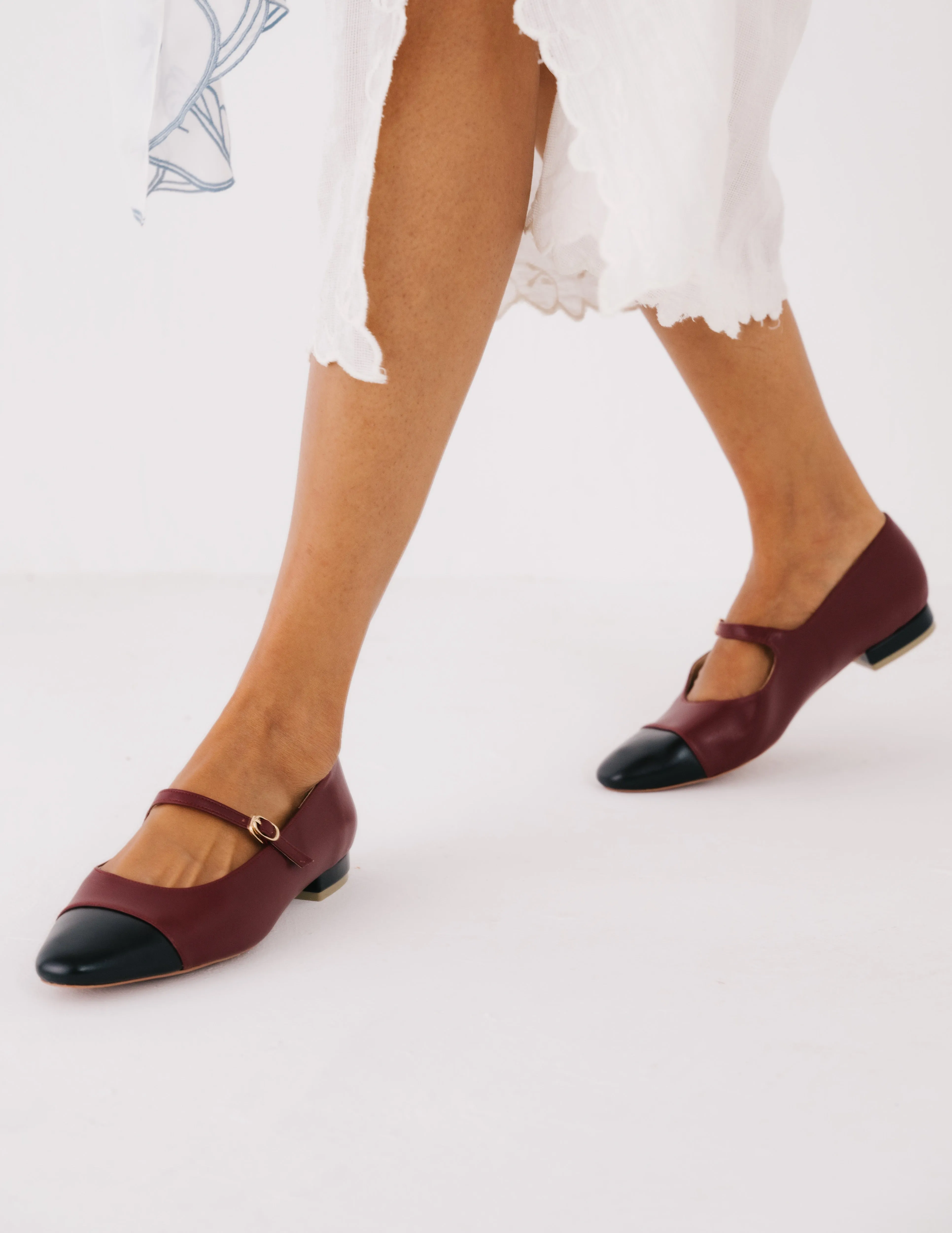 Sunny Mary Jane Flat Loafers (Maroon)