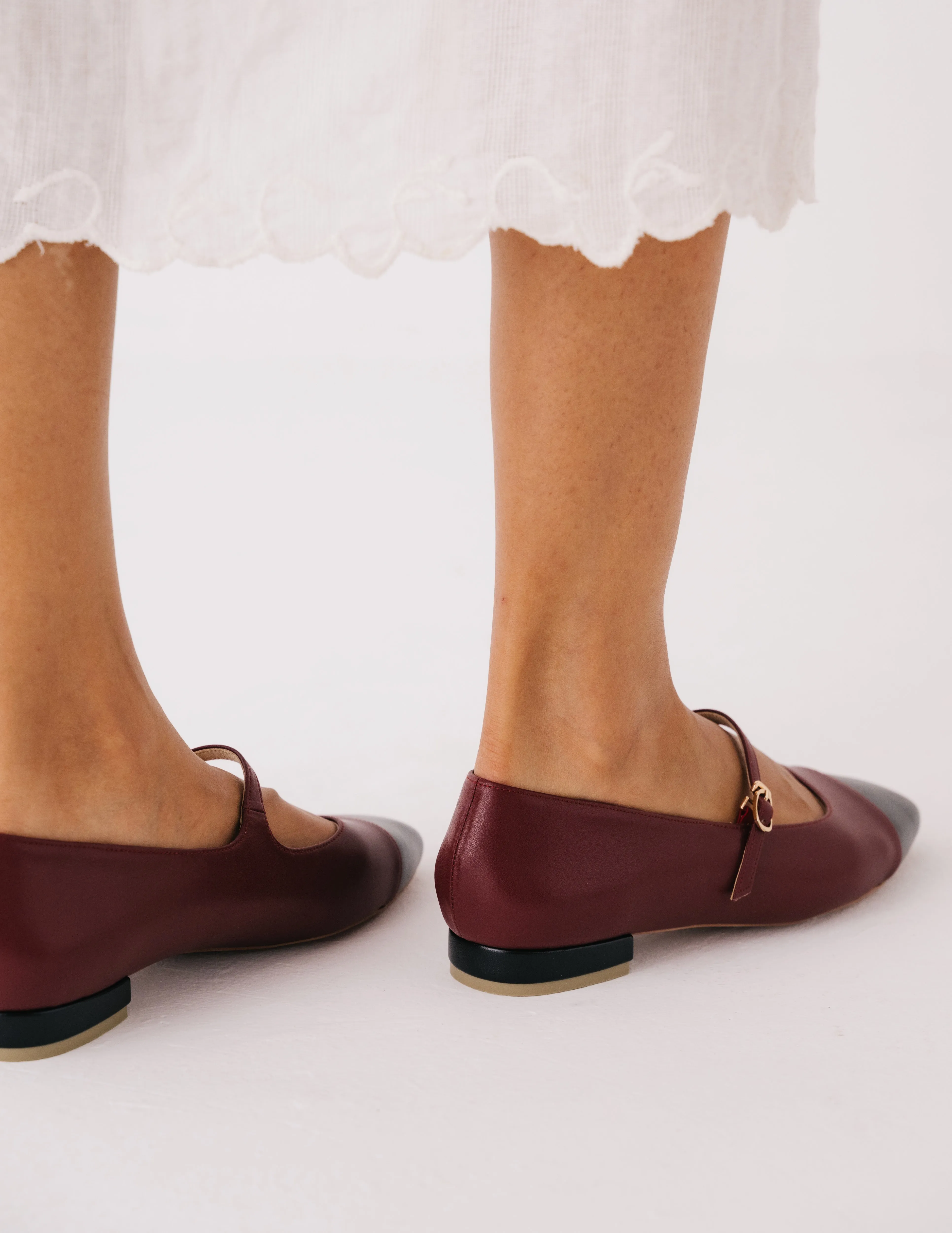 Sunny Mary Jane Flat Loafers (Maroon)
