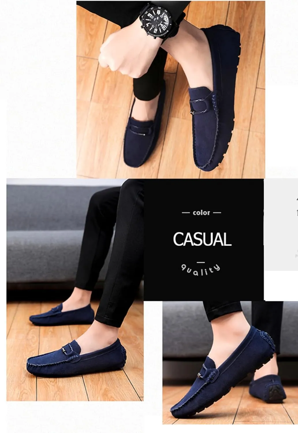 TangDao Men??s Loafers Slip On Shoes, Suede Cowhide Moccasins Boat Shoes, Casual Walking Driving Shoes for Spring Autumn