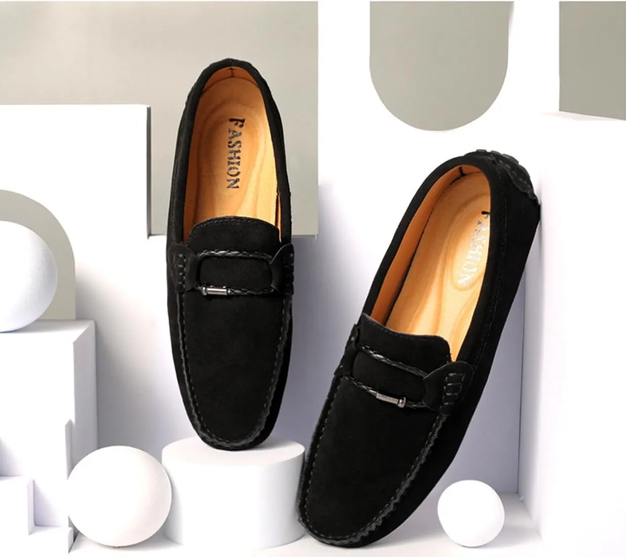 TangDao Men??s Loafers Slip On Shoes, Suede Cowhide Moccasins Boat Shoes, Casual Walking Driving Shoes for Spring Autumn