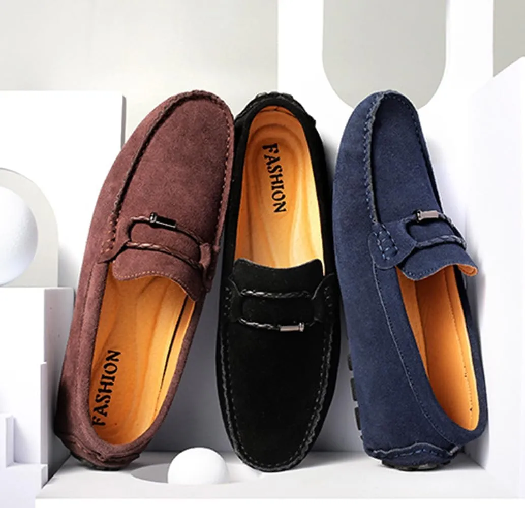 TangDao Men??s Loafers Slip On Shoes, Suede Cowhide Moccasins Boat Shoes, Casual Walking Driving Shoes for Spring Autumn