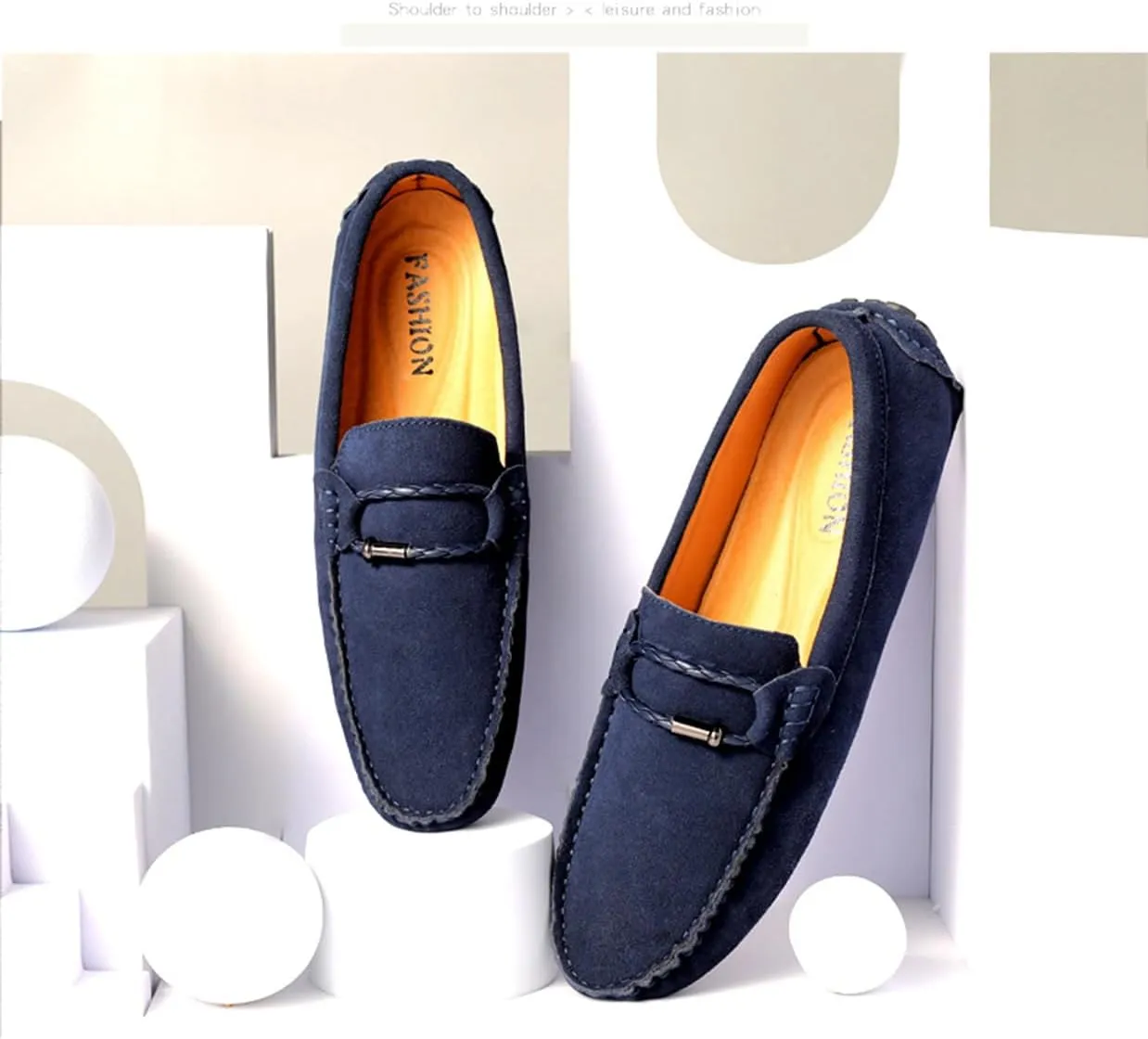 TangDao Men??s Loafers Slip On Shoes, Suede Cowhide Moccasins Boat Shoes, Casual Walking Driving Shoes for Spring Autumn