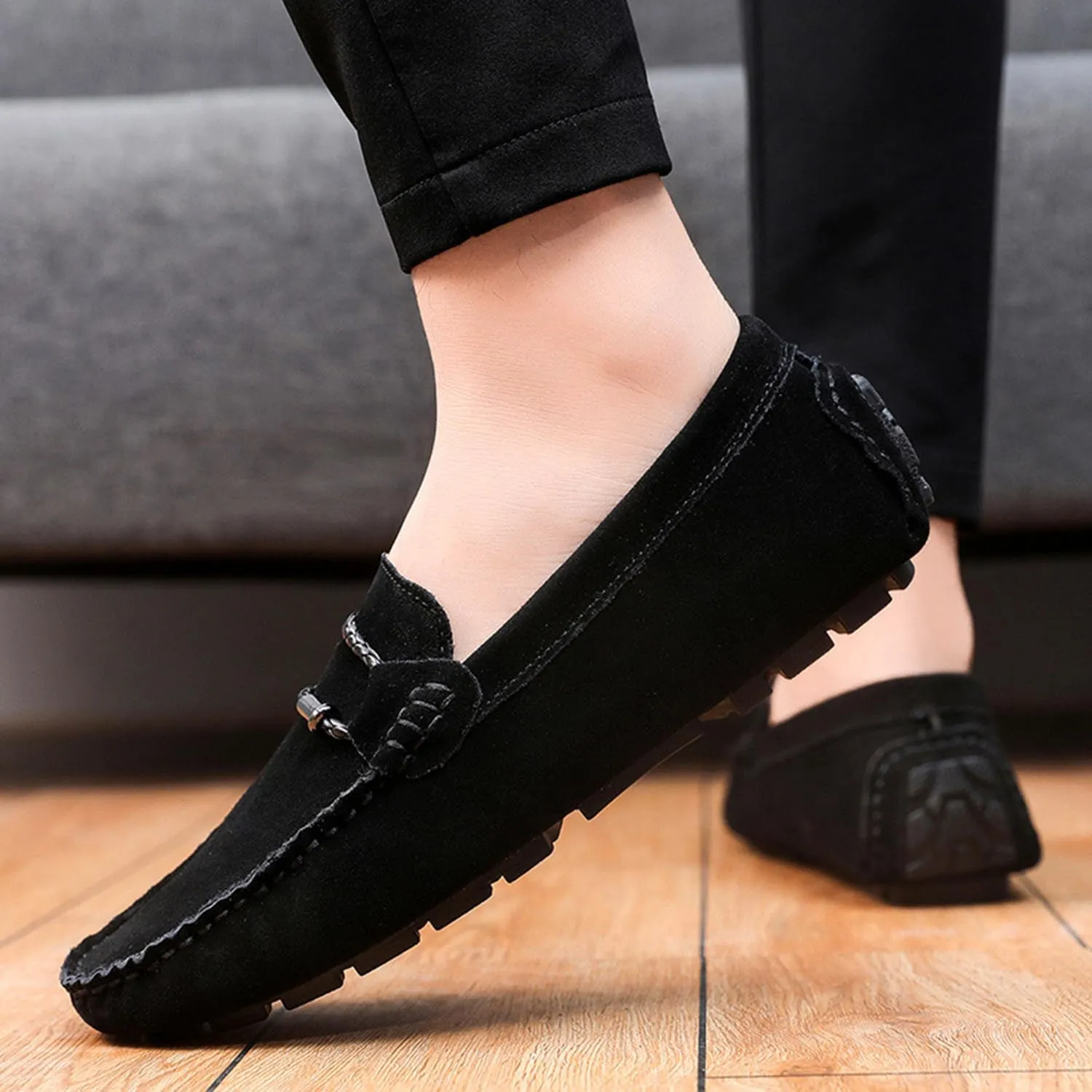 TangDao Men??s Loafers Slip On Shoes, Suede Cowhide Moccasins Boat Shoes, Casual Walking Driving Shoes for Spring Autumn