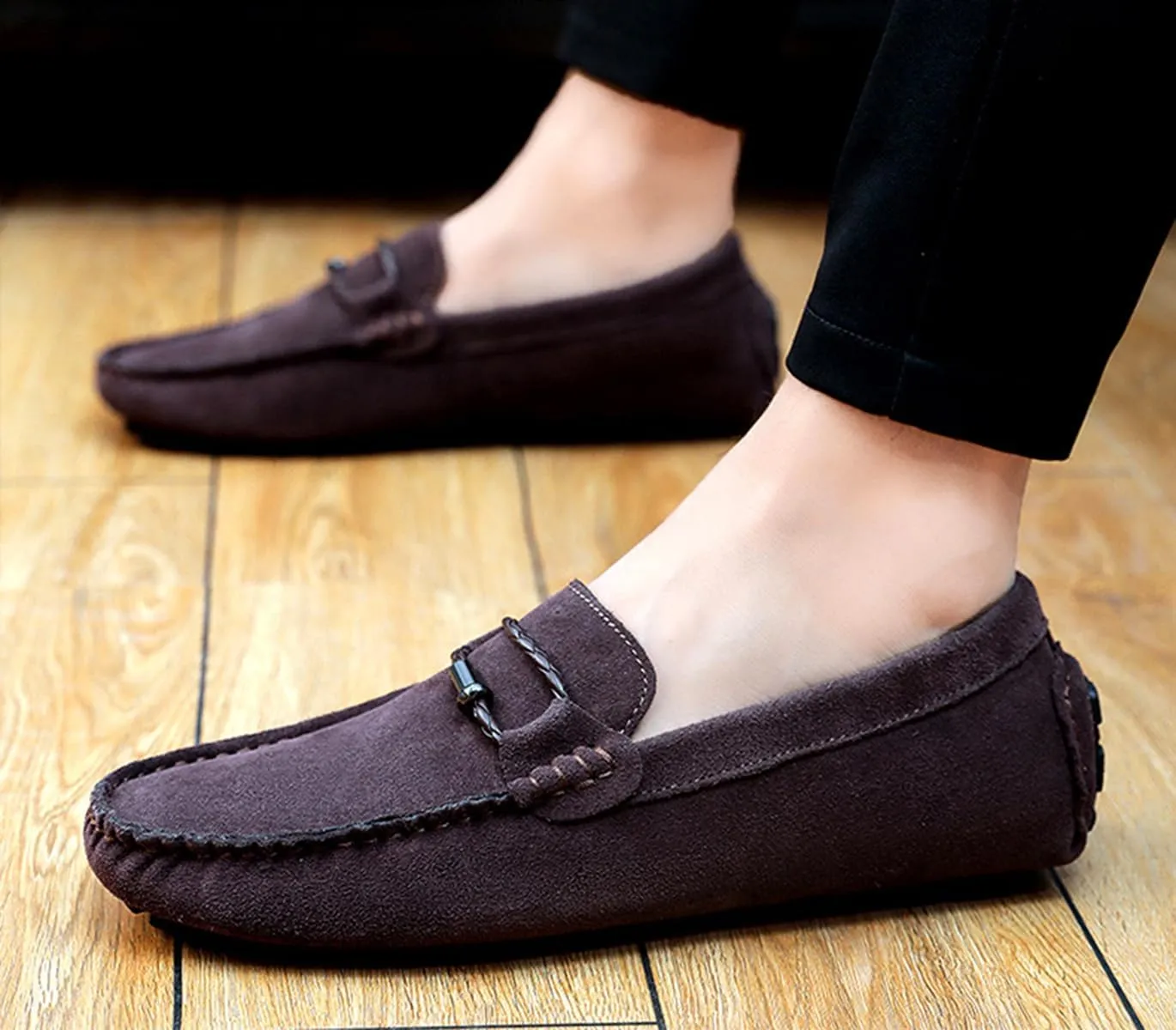 TangDao Men??s Loafers Slip On Shoes, Suede Cowhide Moccasins Boat Shoes, Casual Walking Driving Shoes for Spring Autumn