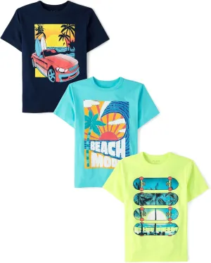 The Children's Place Boys' Assorted Everyday Short Sleeve Graphic T-Shirts, Multipack