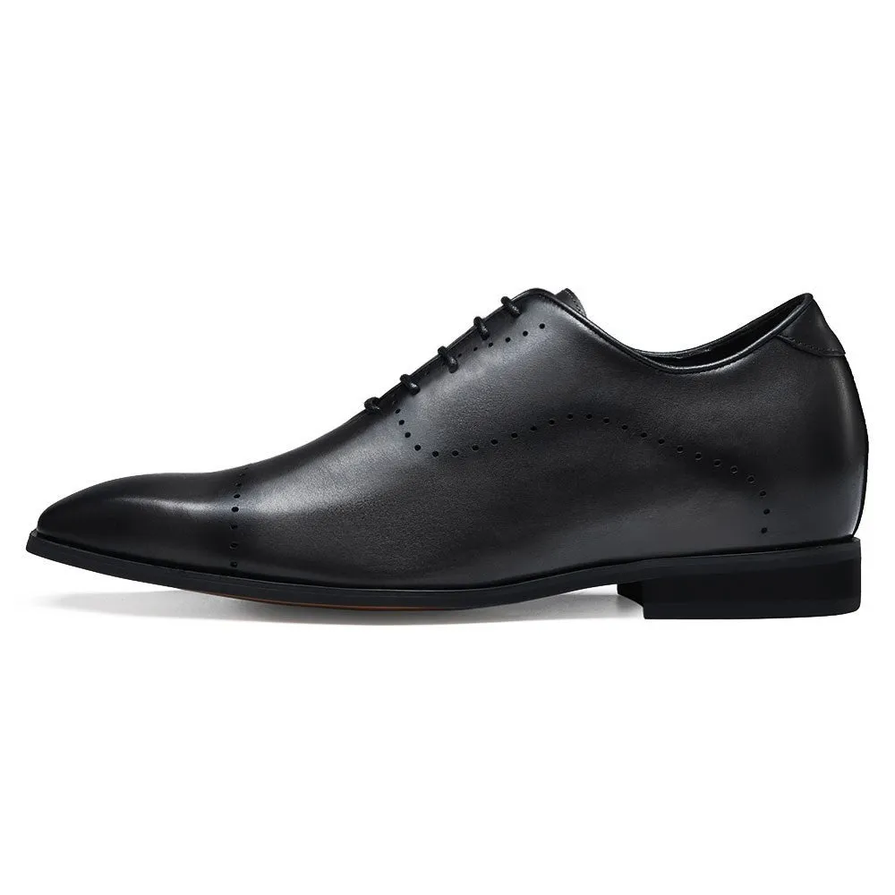 This item only ships to Europe - 7CM/2.76 Inches CMR CHAMARIPA Dress Elevator Shoes For Men Extra Heightening Shoes Men Black Leather Oxfords