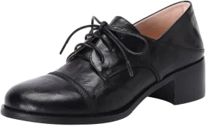 TinaCus Women's Handmade Geniuine Leather Lace-up Wingtip Round Toe Classic Oxford Shoes