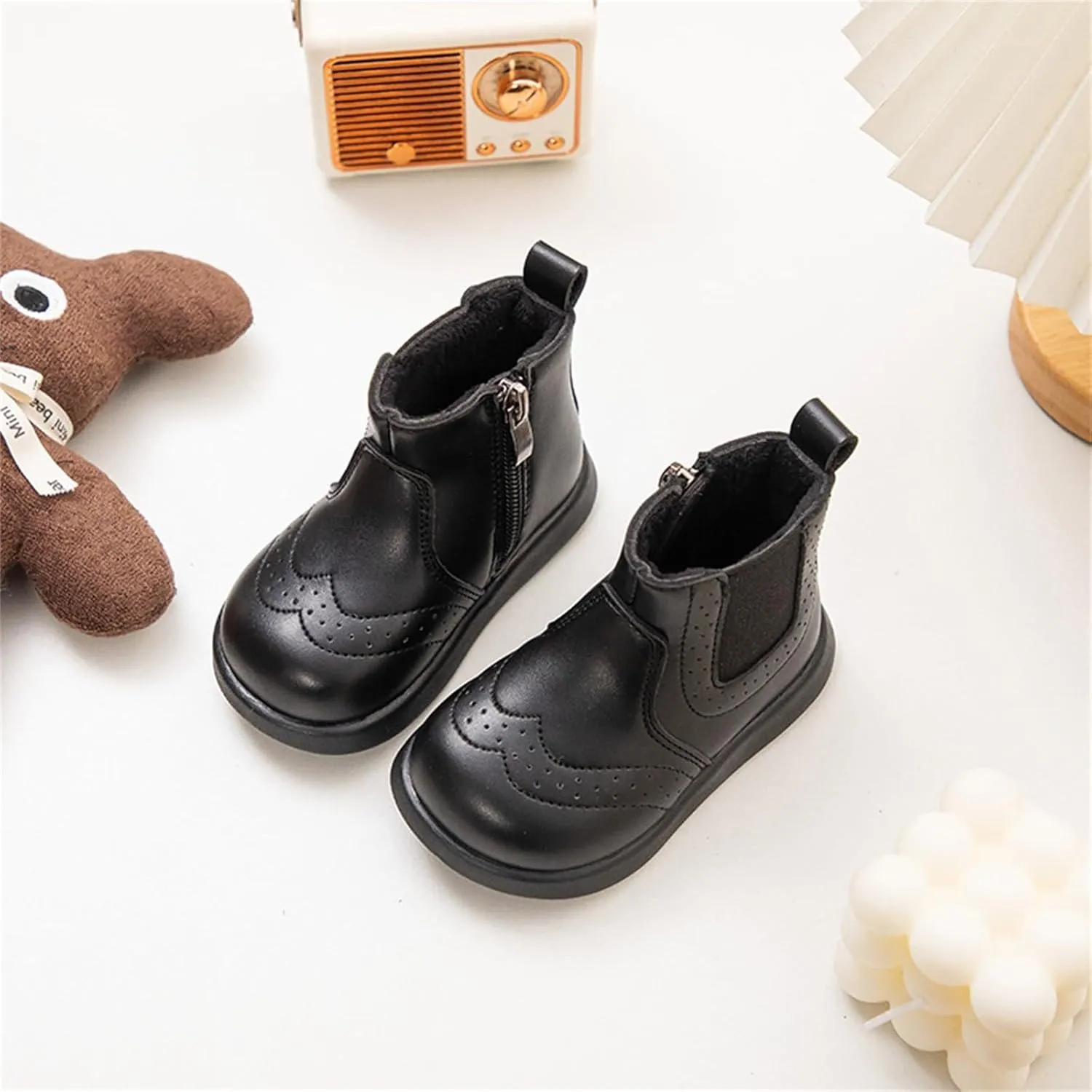 Toddler Boys Girls Classic Hiking Boots PU Leather Outdoor Ankle Sneaker High Top Rubber Sole Boots for Girls