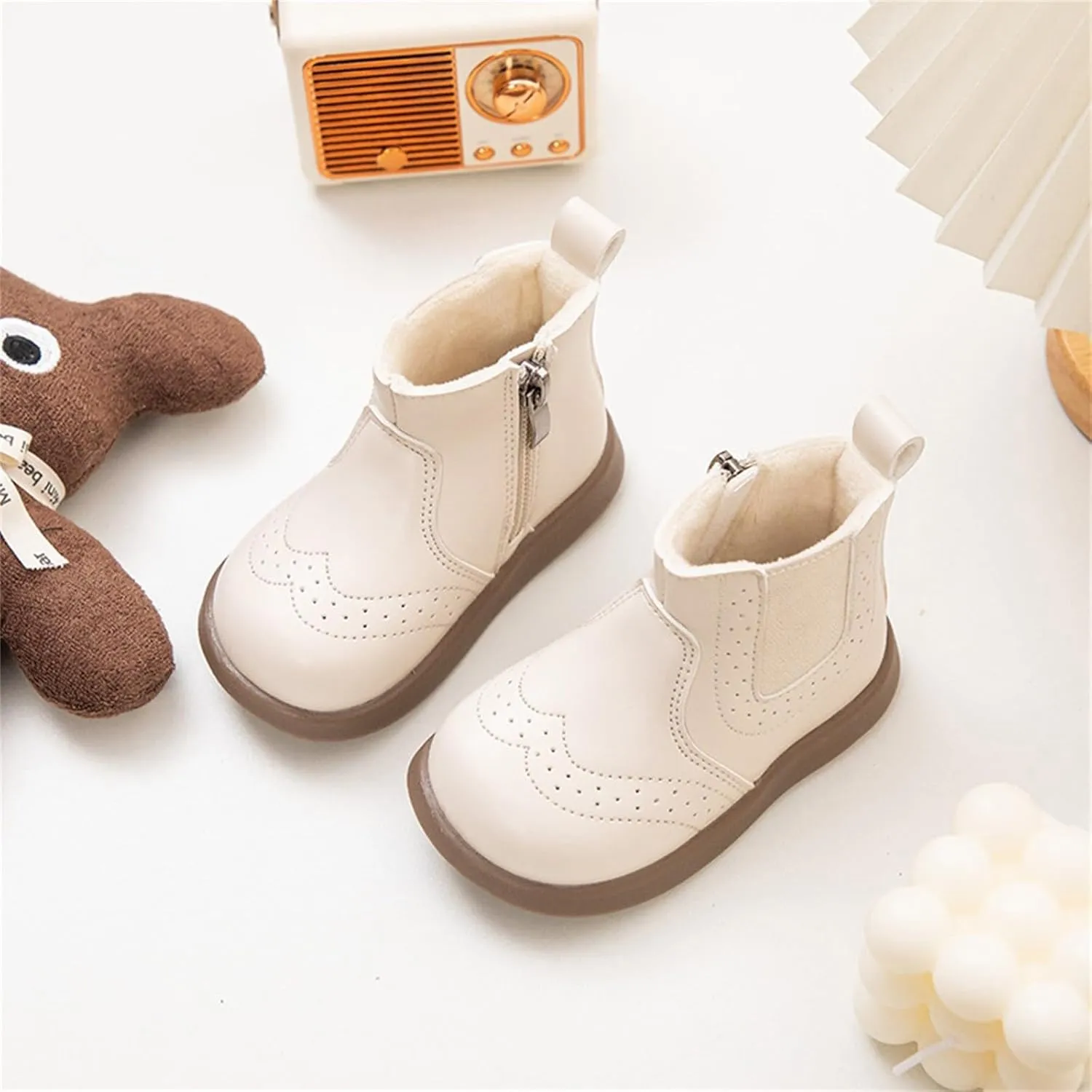 Toddler Boys Girls Classic Hiking Boots PU Leather Outdoor Ankle Sneaker High Top Rubber Sole Casual Platform Shoes