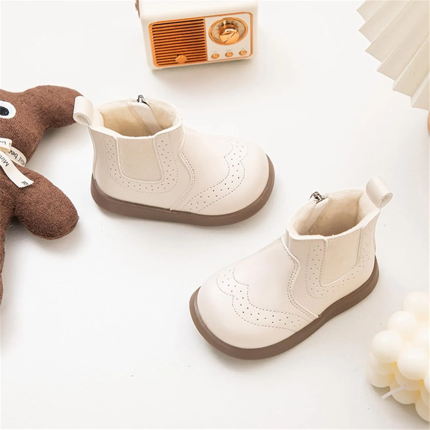 Toddler Boys Girls Classic Hiking Boots PU Leather Outdoor Ankle Sneaker High Top Rubber Sole Casual Platform Shoes