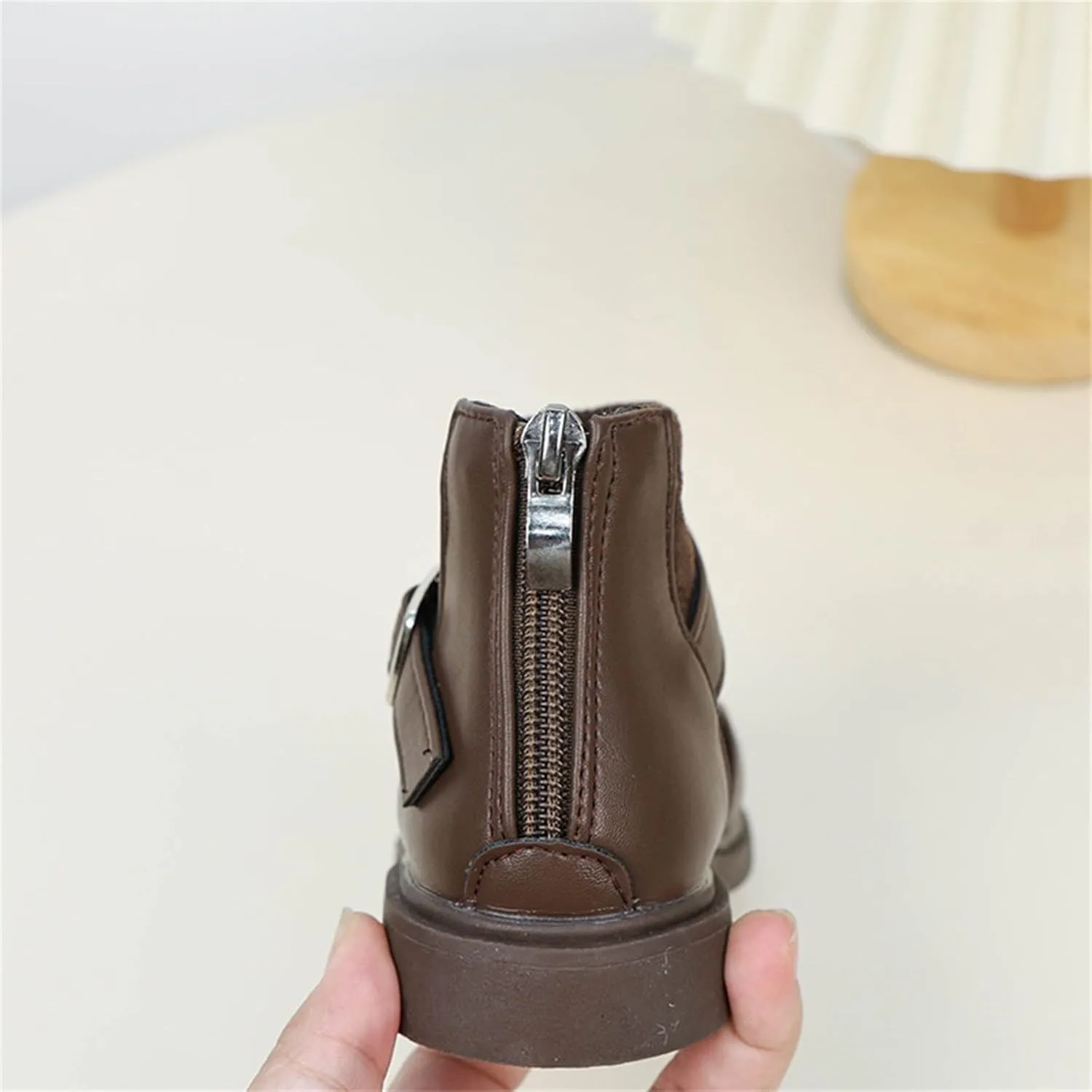 Toddler Kids Girls Classic Buckle Ankle Boots PU Leather Anti Slip Outdoor Casual Hiking Shoes High Top Sneaker