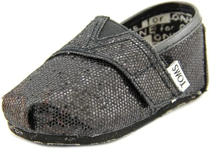 Toms Tiny Toddlers Black Glitter Classic Slip-ons 2 Toddlers