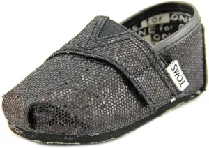 Toms Tiny Toddlers Black Glitter Classic Slip-ons 2 Toddlers