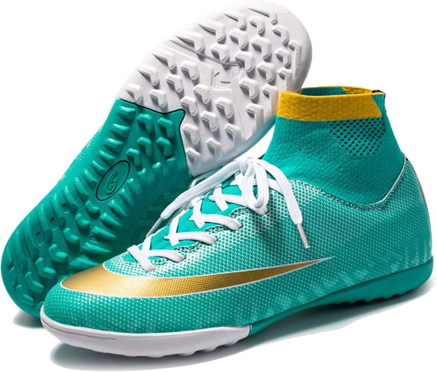 Turf Soccer Shoes Men,Comfortable Lightweight High-top Youth Football Cleats,Outdoor Indoor Training TF Kids Soccer Cleats,American Football Cleats for Competition