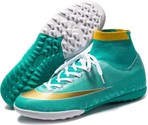 Turf Soccer Shoes Men,Comfortable Lightweight High-top Youth Football Cleats,Outdoor Indoor Training TF Kids Soccer Cleats,American Football Cleats for Competition