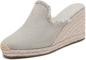 U-lite Womens Platform Wedge Sandals Espadrilles Slip On Dress Summer Mule Slippers Shoes