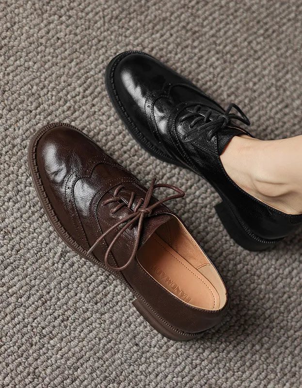 Vintage Braided Sheepskin Brogue Oxfords for Women