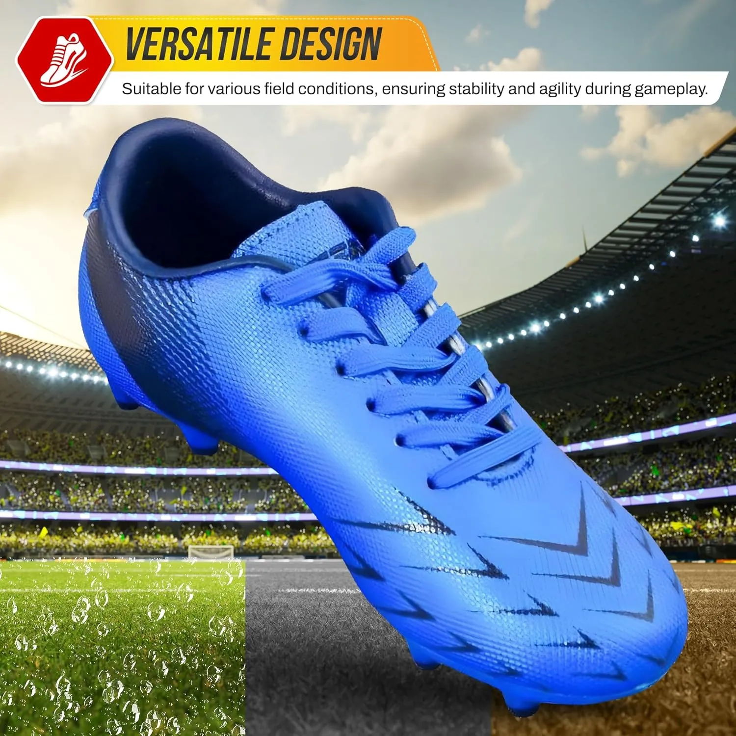 Vizari Ranger Youth Firm Ground Soccer Cleats  FG Outdoor Football Shoes | Ideal for Toddlers & Little/Big Kids | Snug Fit with Long-Lasting Comfort