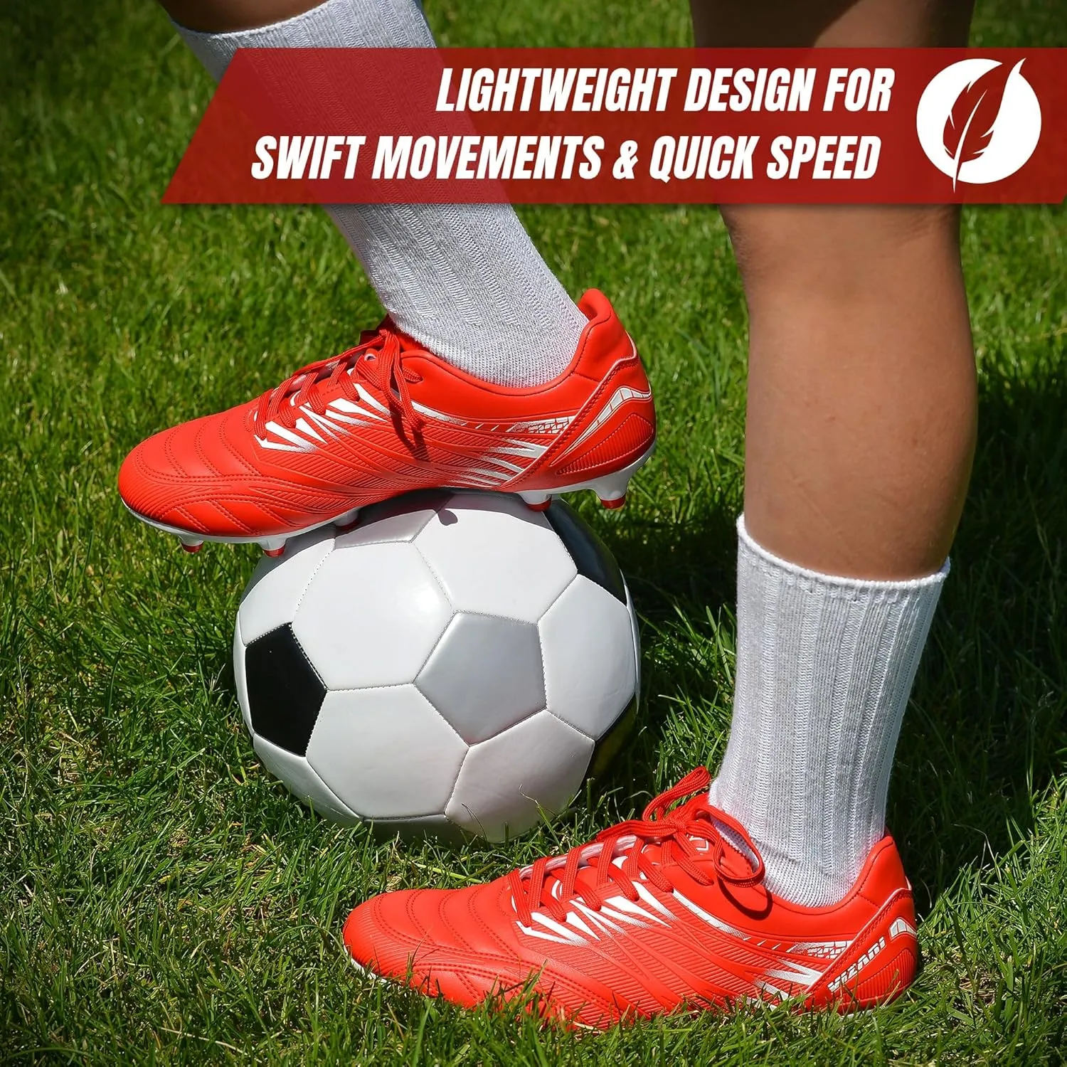 Vizari Ranger Youth Firm Ground Soccer Cleats  FG Outdoor Football Shoes | Ideal for Toddlers & Little/Big Kids | Snug Fit with Long-Lasting Comfort
